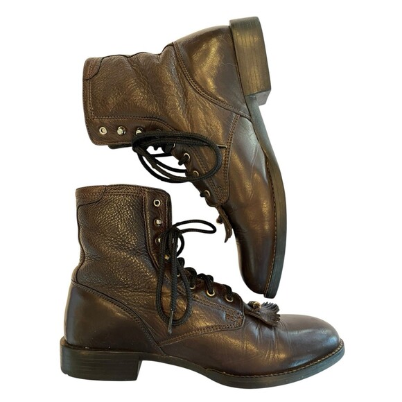 Ariat Boots Kiltie Packer Dark Brown Leather Round Toe Lace Up Womens Sz 8.5B - Picture 8 of 12